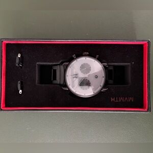 MVMT Black & Gray Chronograph Watch - Box, Leather/Metal Straps, Links, etc.